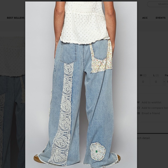 ☀️ POL “ Melbourne “ POL Relaxed Fit Denim Pants with Floral Patch Detail SR18 - Picture 4 of 5